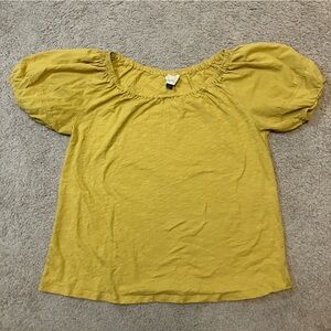 Universal Thread Women’s Blouse Mustard Puff Sleeve 100% Cotton Bohemian Summer